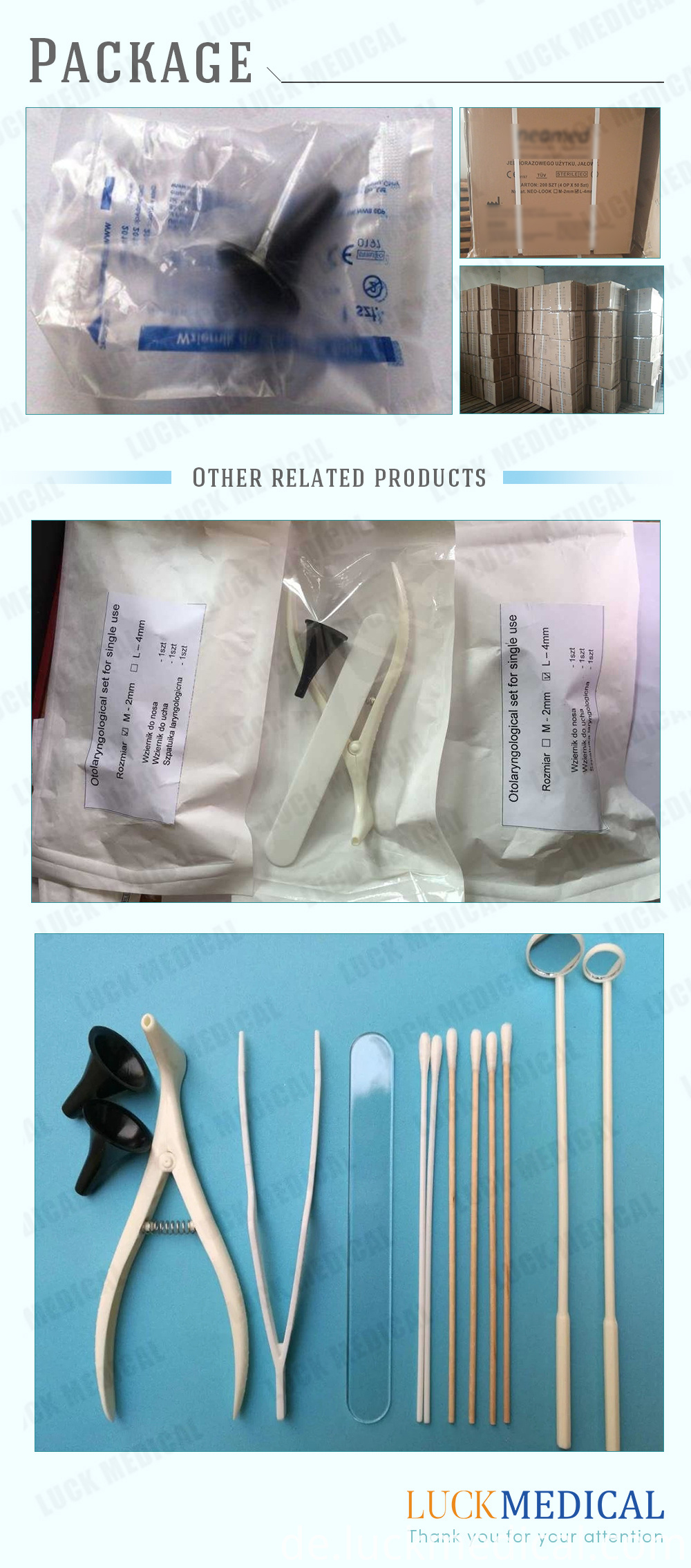 Packung Einweg-Ohrspekulum-Otoskop Package Disposable Ear Speculum Otoscope